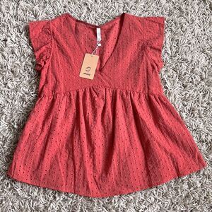 NWT Womens  ePretty Summer Fashion V-Neck Eyelet Shirt  Size Large